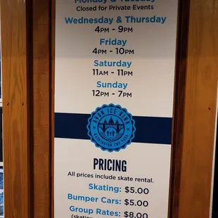 Hours and prices