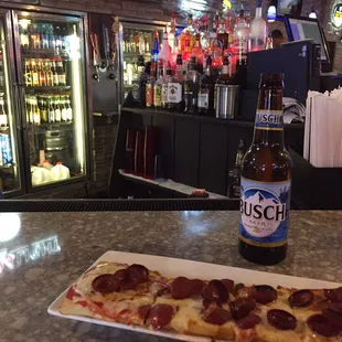 small pizza &amp; a Busch an undeniable coupling in the bar across the way from my old house!!