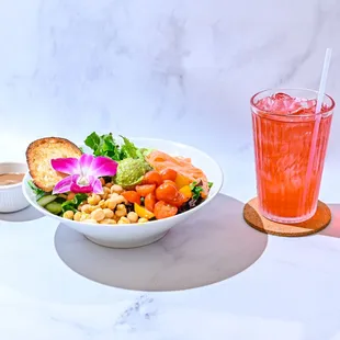 Salmon salad and lemonade