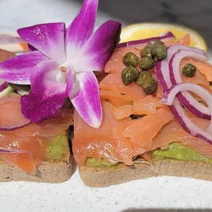 Salmon avocado toast.