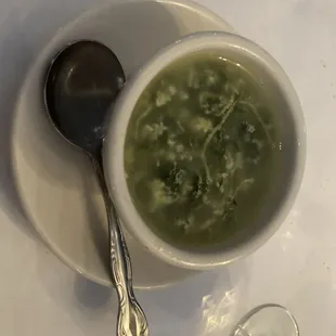 Special soup (similar to an egg drop with spinach)