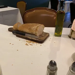 Load of bread with butter and olive oil