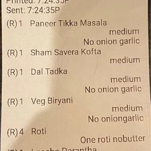 This is what we ordered