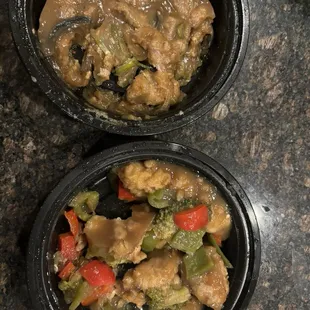 C8. General Tsao's Chicken and chili lamb
