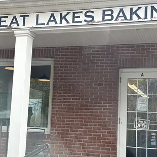 New paper sign on door. Not Great Lakes anymore but still a baking company. Now called Awaken bake Company.