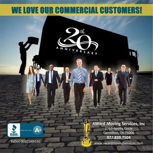 AWard Moving Services, Inc. is based on the belief that our customer's needs are of the utmost importance. Our entire team is here for you.