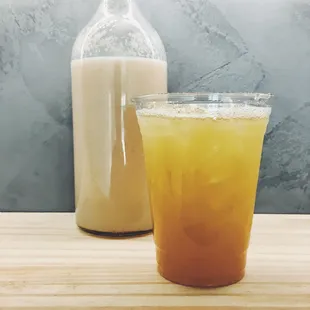 Lychee Green Tea made from fresh pureed Lychees which are cooked, steeped and pureed.