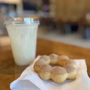Yuzu lychee spritzer and apple cider donut