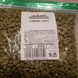 Green Ethiopian coffee beans