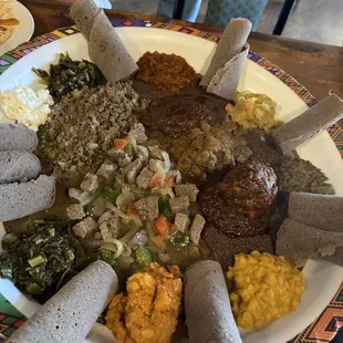 Meat Dish Sampler and Veggie Platter