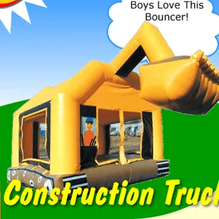 Construction Bounce House - 15'x15', holds 8-12 kids at one time.