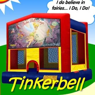 Tinkerbell Basic Bounce House - 15'x15', holds 8-12 kids at one time.