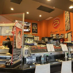 interior, sushi and sashimi