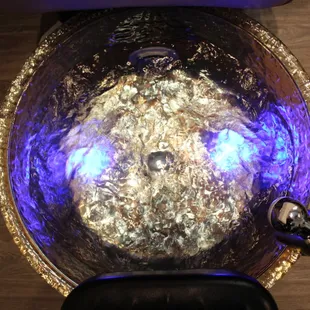 Client view of one of our studio's pedicure bowls.
