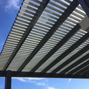 Dark Grey Pergola with White Top to help stay cool !!!