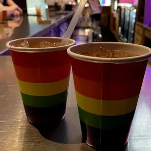 I hate paper and plastic cups when I go to a bar, but at least these were festive.