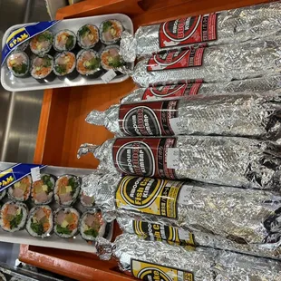 a variety of packaged food items