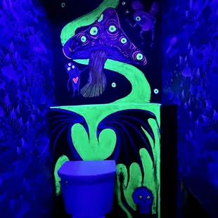 a toilet in a dark room