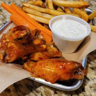 Thai wings and fries