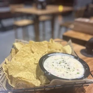 White queso and chips