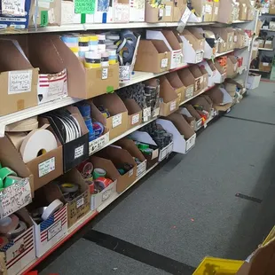 Has parts, tape, bags, the most random items, cords of all types, etc.