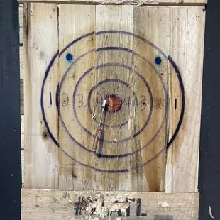 a target in a wooden box