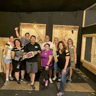 Happy group of axethrowers.
