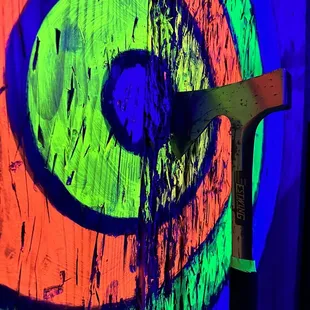Axe on glow in the dark night