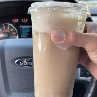 Oat milk latte. I&apos;m not kidding when I say only one other place&apos;s espresso in the Central Valley competes with them. Yum!