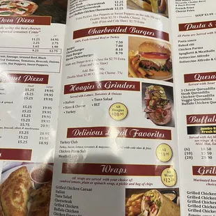 Menu (sandwiches and wraps)