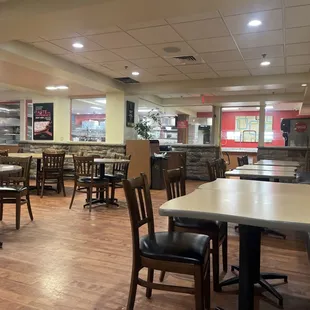 tables and chairs in a restaurant