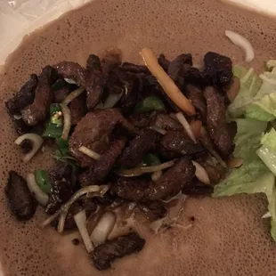 Yummy! Beef and injera