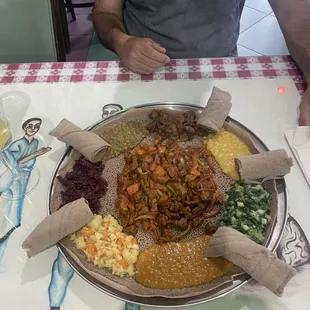 Lamb plate for two Axum Special Lamb Tibs with Vegan for 2 Combo