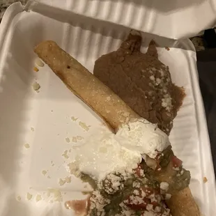 1 flauta and refried beans for the soup combo