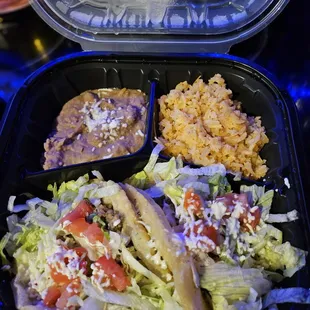 Puffy tacos, great with the dark sauce.