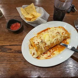 Beef fajita burrito. Good one too. Not just big on a 14 tortilla.