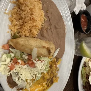 Combo plate with puffy taco