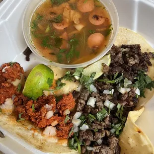 $13 for 3 tacos and frijoles charros - no rice and beans included