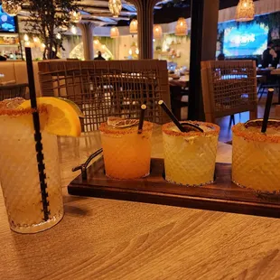 Margarita Flight, guava-cucumber-passion fruit. The guava one was the best one. Paloma, it was good, but not my favorite.