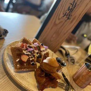 Delicious waffles and chicken yummy