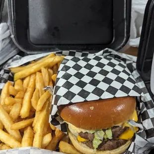 Double cheeseburger with fries