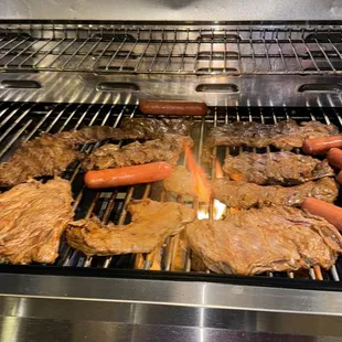 Carne asada estilo honduras and hot dog