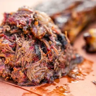 a close up of a meat dish