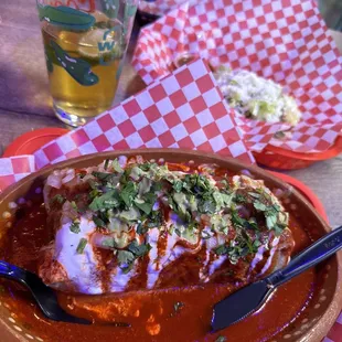 Carne Asada Burrito Enchilada Style