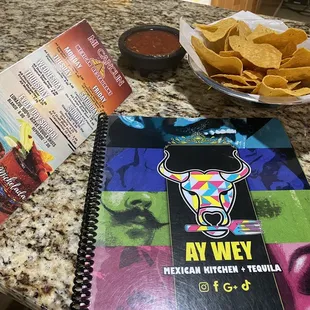 Menu with Chips &amp; Salsa