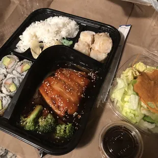 Salmon teriyaki bento box w/ salad