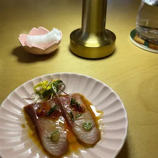 Sashimi with garlic chili oil