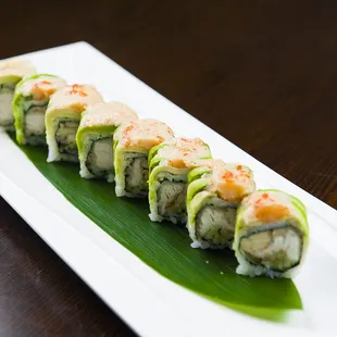 Awesome Roll                  White tuna tempura, fresh apples, cucumber,lobster salad and avocado on top with special sauce