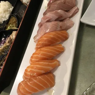 sashimi, sushi, sushi and sashimi, food