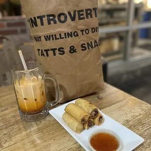 Spring Roll, Thai Iced Tea